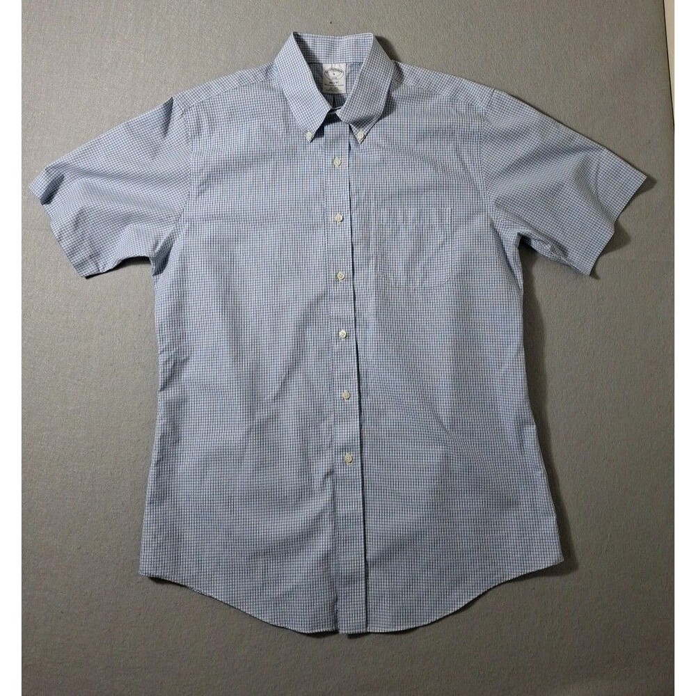 Brooks Brothers Dress Shirt Regent Mens Large 16 Neck Check Business Corporate